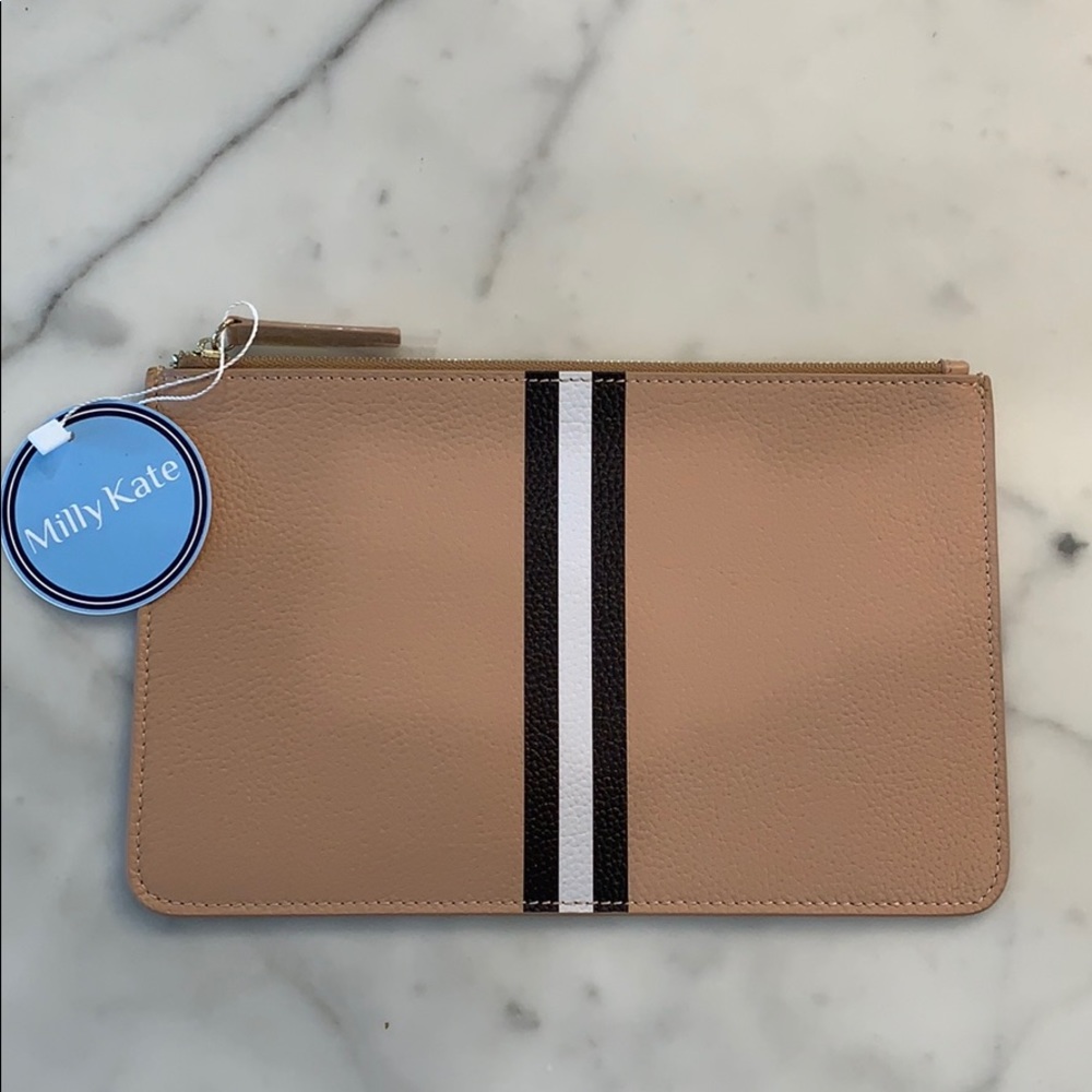 NWT Real Leather Clutch by Milly Kate